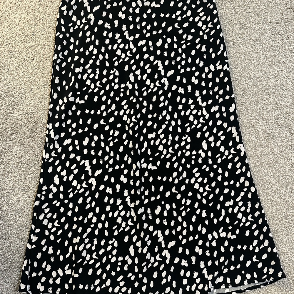 Rachel Zoe Black and White Patterned Midi Skirt